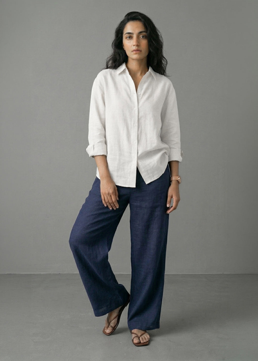 Navy Ivory Linen Set