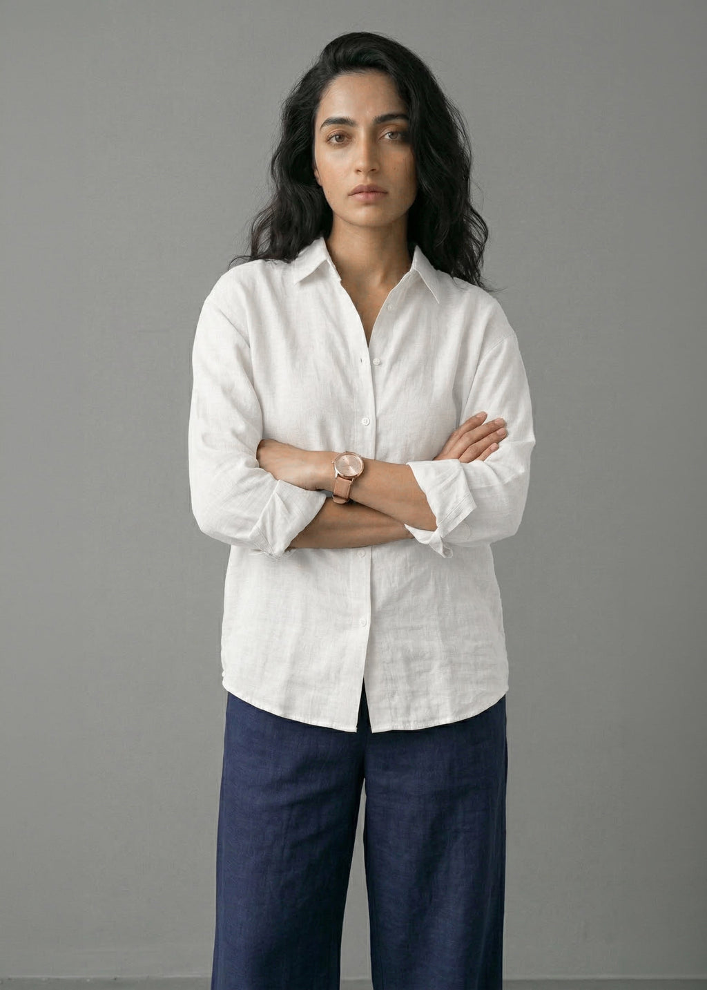Navy Ivory Linen Set